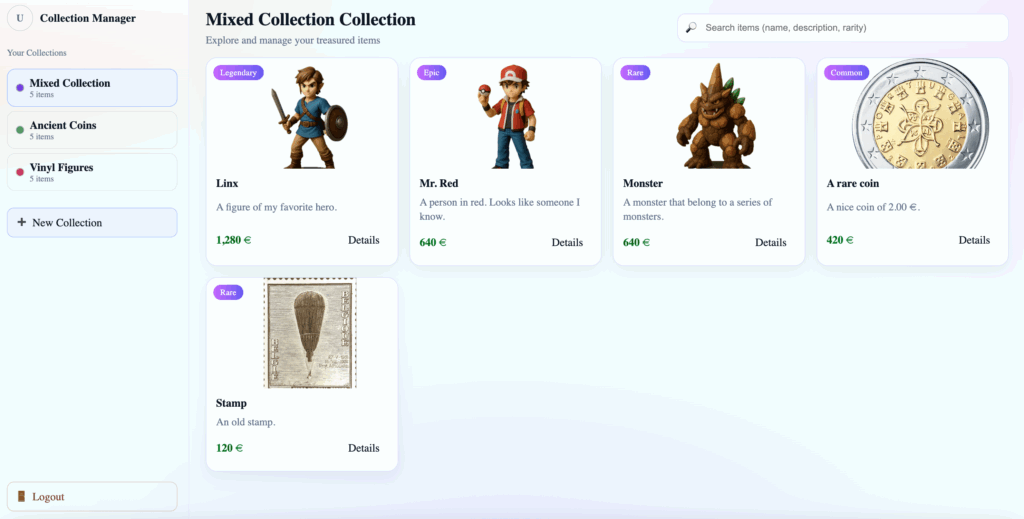 application de gestion de collections